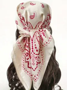 Women's Lightweight Floral Print Scarf, Elegant Floral Design, Soft Multifunctional Hairband and Accessory, Casual Outdoor Fashion, Boho Style, Loose Fit