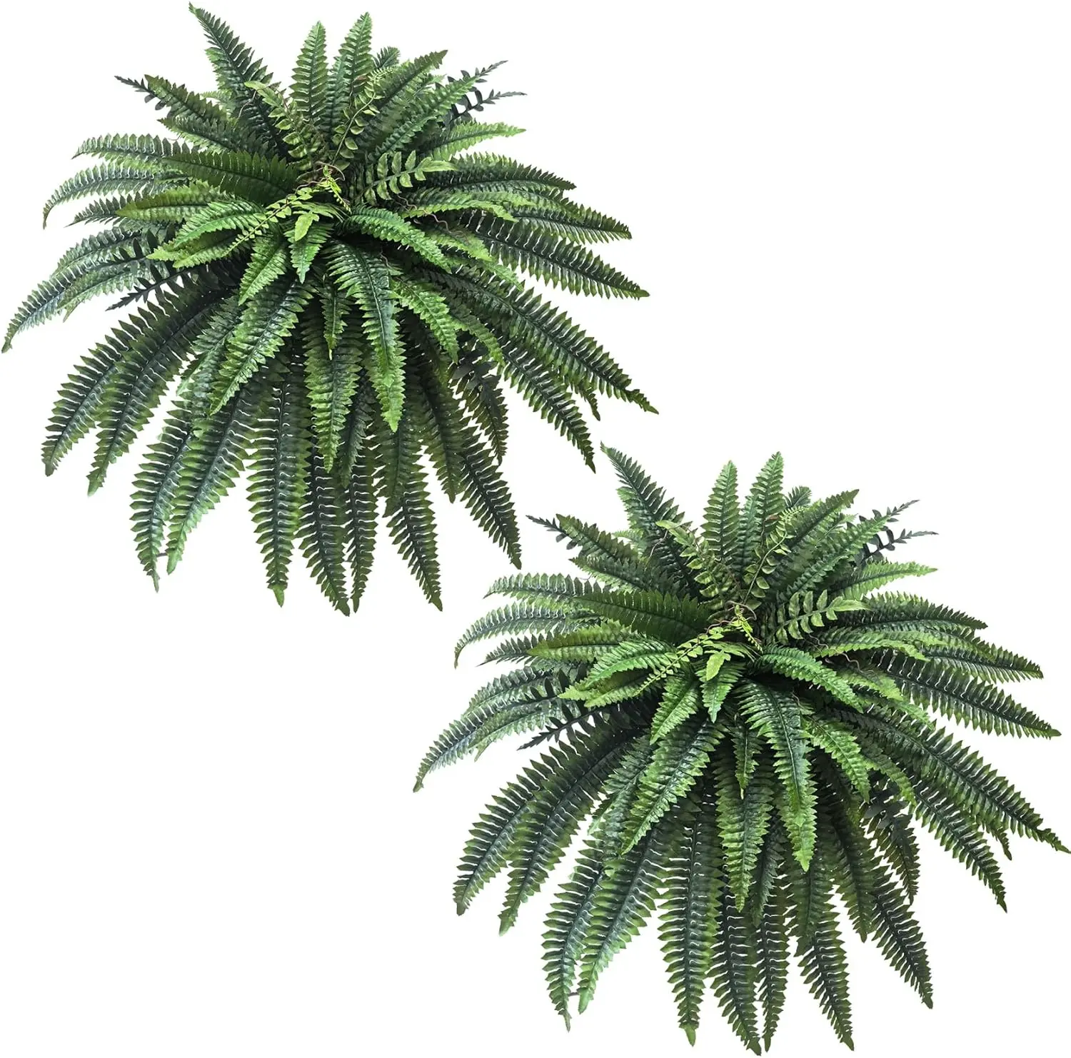 Senjie 2Pcs 48in/35in Artificial Boston Fern Plant with 55 Branches Summer Vibes Faux Greenery for Indoor Outdoor Home Decor Realistic Hanging Fern Full & Lush Needs expansion