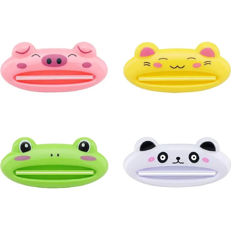 Cute Cartoon Animal Toothpaste Squeezer for Children, Easy-To-Use Plastic Bathroom Accessory, No Mess Toothpaste Holder