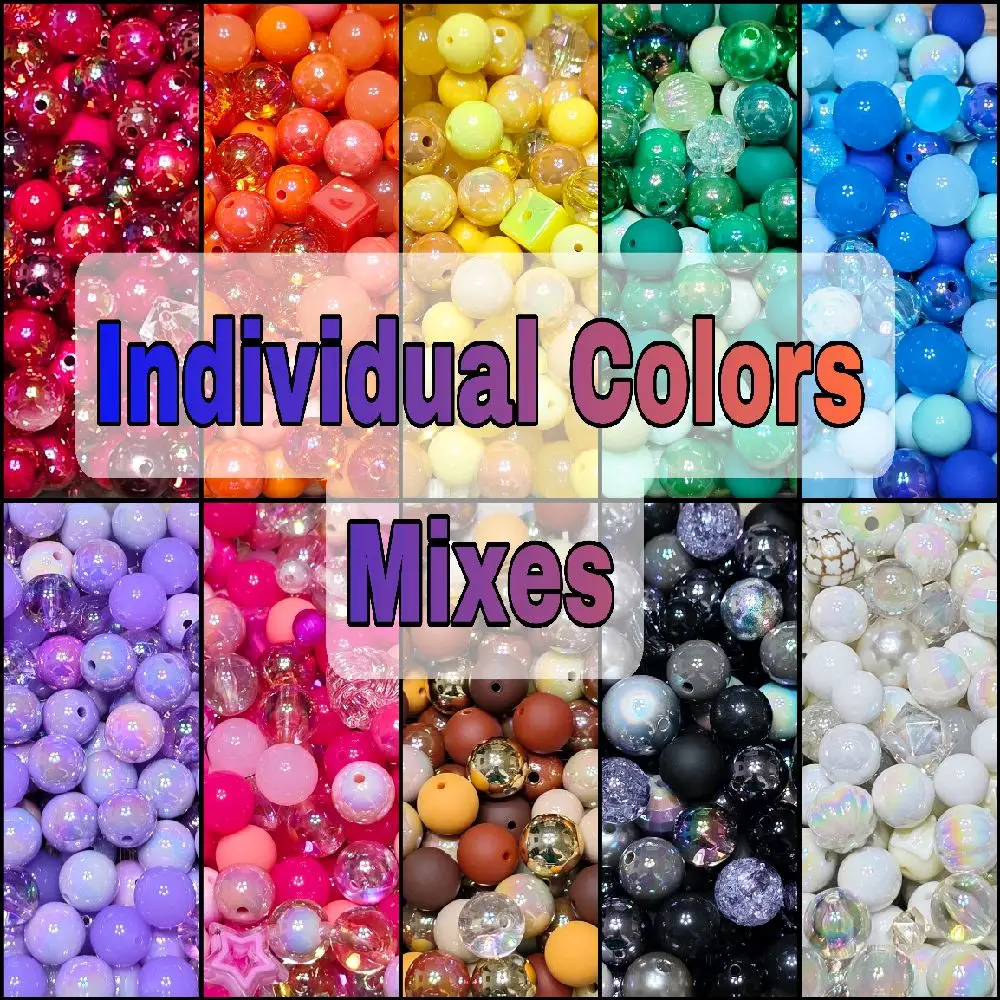 Acrylic Bead Mixes in Assorted Colors for Crafting - 16mm Acrylic Beads with 8mm to 20mm Sizes for Crafting and jewelry making