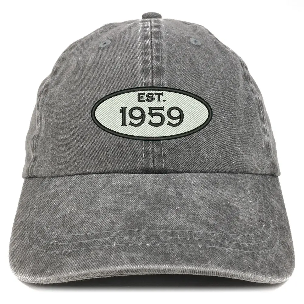 Trendy Apparel Shop Established 1959 Embroidered 66th Birthday Gift Pigment Dyed Washed Cotton Cap