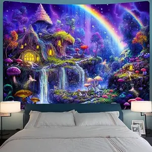 Forest Tapestry Green Landscape Wall Tapestry, Nature tapestries for Bedroom Ceiling Tapestries Wall Hanging for Bedroom Living Room Wall Decor Forest trippy room decor Independence Day father's day gifts,gifts boyfriend,gifts for girl adults,gifts u