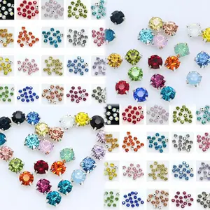 Chris-A30-8mm Mix Colors Rhinestones with Silver Prong Setting 5pcs per bag