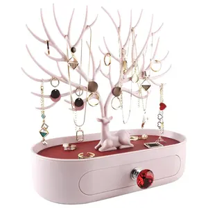 Jewelry Display Stand with Aluminium alloy handle, Tree Tower Rack Hanging Organizer for Ring Earrings Necklace Bracelet Hangable