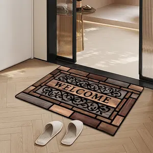 Rustic Front Door Welcome Floor Mat Durable Non Slip Polyester Material Stylish Brown Geometric Design for Home Doorway & Bath Safety Non Slip Rug Home Decor Rug Non Slip Rug Non Slip Rug Non Slip Rug