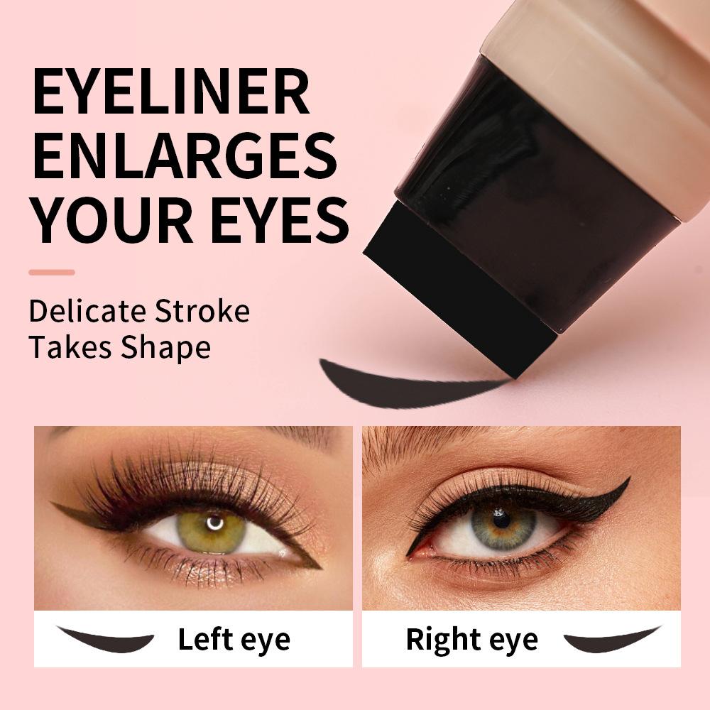【Buy 1 Get 1 Free】Rotary Wing Eyeliner Pen Double-Ended Heart Shape Black/Brown, Smudge-Proof, Sweat-Resistant, 24H Long-Lasting, Bendable Design For Cat Eye Makeup, Suitable For Beginners & Beauty Lovers, Easy To Use For Novices