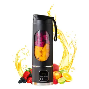 LED display mixer, 450ml USB rechargeable portable mixer for milkshakes and milkshakes - equipped with a 12 piece juicer - small fresh juice mixer, providing instant nutrition