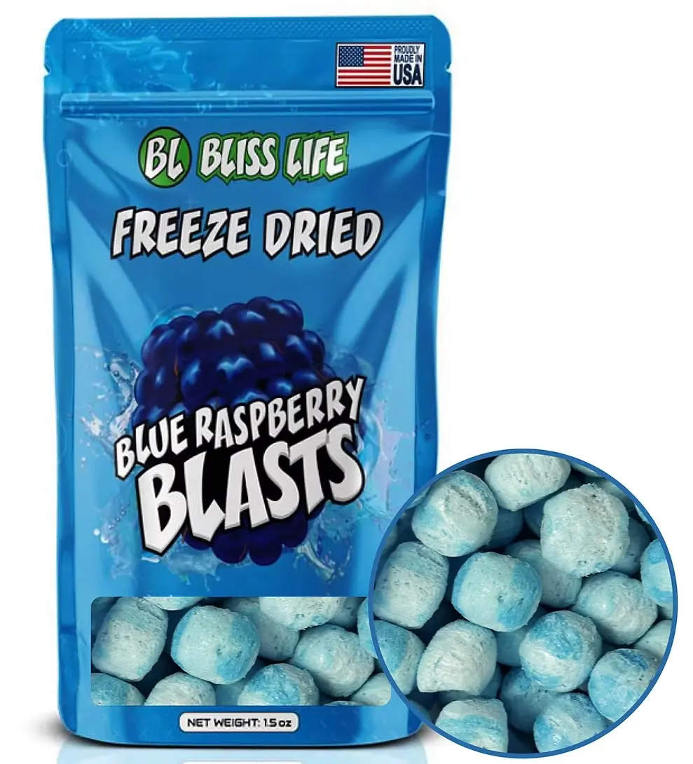 Bliss Life Cotton Candy Blasts – Blue Raspberry | Melt-in-Your-Mouth Candy | Sweet Blue Raspberry Flavor | 1.5 oz