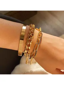 bracelet Fashion and Unique Statement Necklace Bracelet Set in Gold for European and American Style