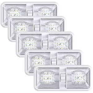 LED 5 Pack RV LED Ceiling Double Dome Light Fixture ON/OFF Switch Interior Lighting for Car/RV/Trailer/Camper/Boat DC 11-18V Natural White 4000-4500K 48X2835SMD (Natural White 4000-4500K, 5)