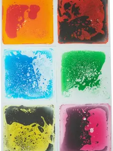 Novelmindz Sensory Tiles (6-Pack) – Multi Color Texture Changing Liquid Sensory Floor Tiles & Play Mats | Support Sensory Development, Relaxation & Overall Well-being for Autism Children 11.8" x 11.8"