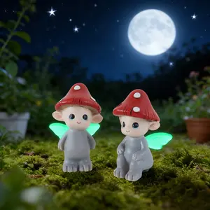Fluorescent Wings Mushroom Elves Set, Cute Garden Decorations, Creative Home Gifts, Hand-Painted Resin Crafts, 2 Pieces