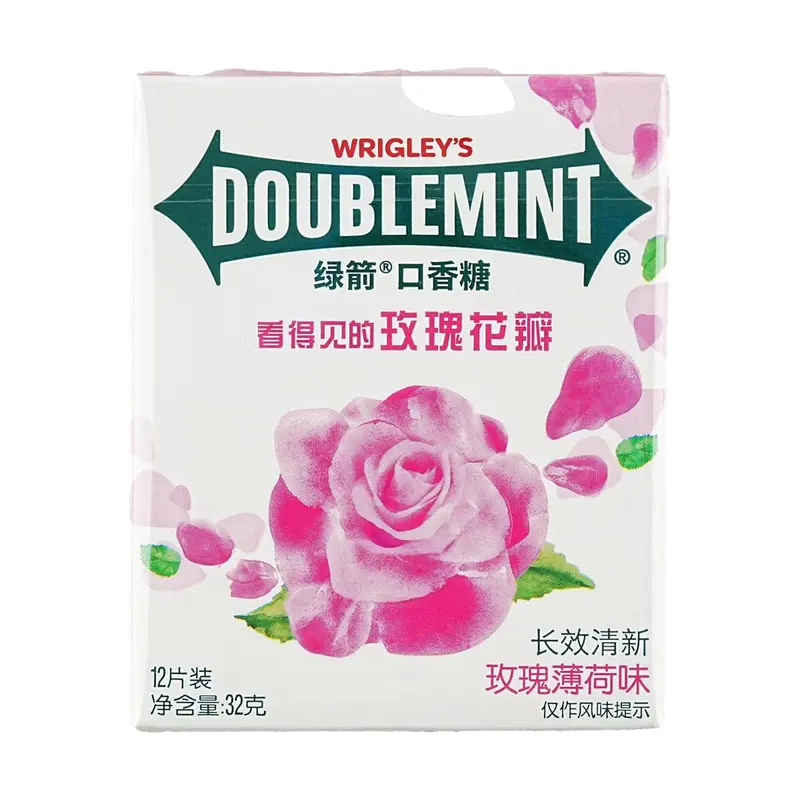 DOUBLEMINT Rose Mint Sugarfree Gum, Long-Lasting Fresh Breath, 12 pieces (32g Total)