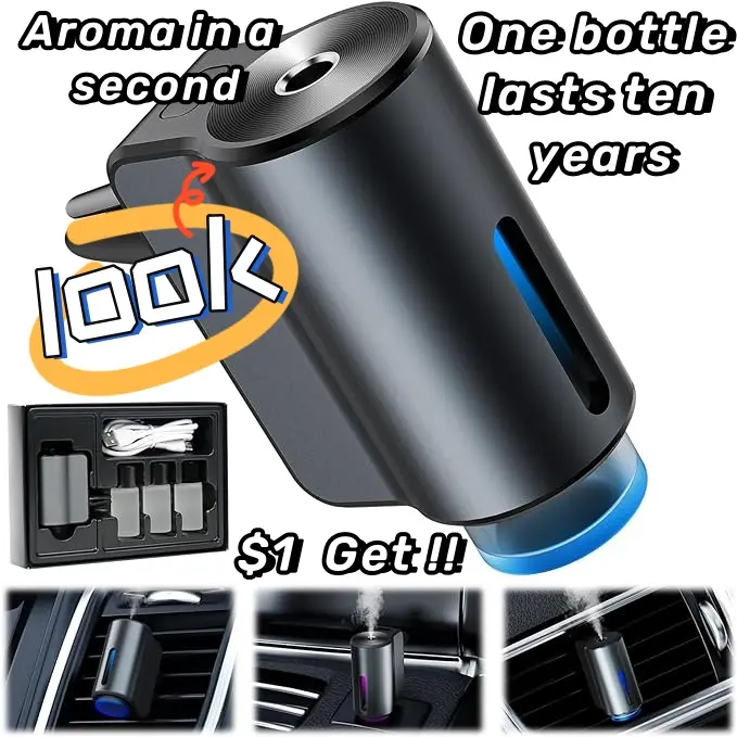 Car Air Freshener Diffuser, Smart Car Diffuser With Three Adjustable, Rechargeable Car Diffusers for Essential Oils