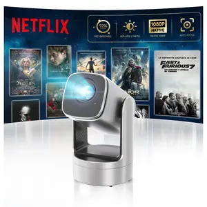 HUANLETOU  With batteries Rechargeable Mini Android Outdoor projector, 800ANSI native 1080P resolution, auto focus and auto trapezoidal correction, 200-inch screen WiFi6 bt5.2 multi-functional UHD outdoor entertainment projector.