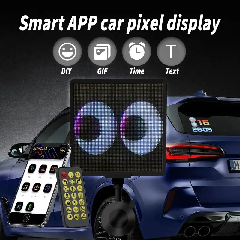 Led Display For Car, Programmable Led Screen Night Light, App Control, Diy Text Pattern Animation For Car Window, Store, Game Led Carsign