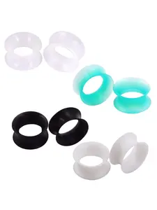 4Pairs Silicone Flexible Ear Skin Tunnels Plugs Expanders Gauges Hollow Body Piercing 6-20MM Earring Plug Earrings