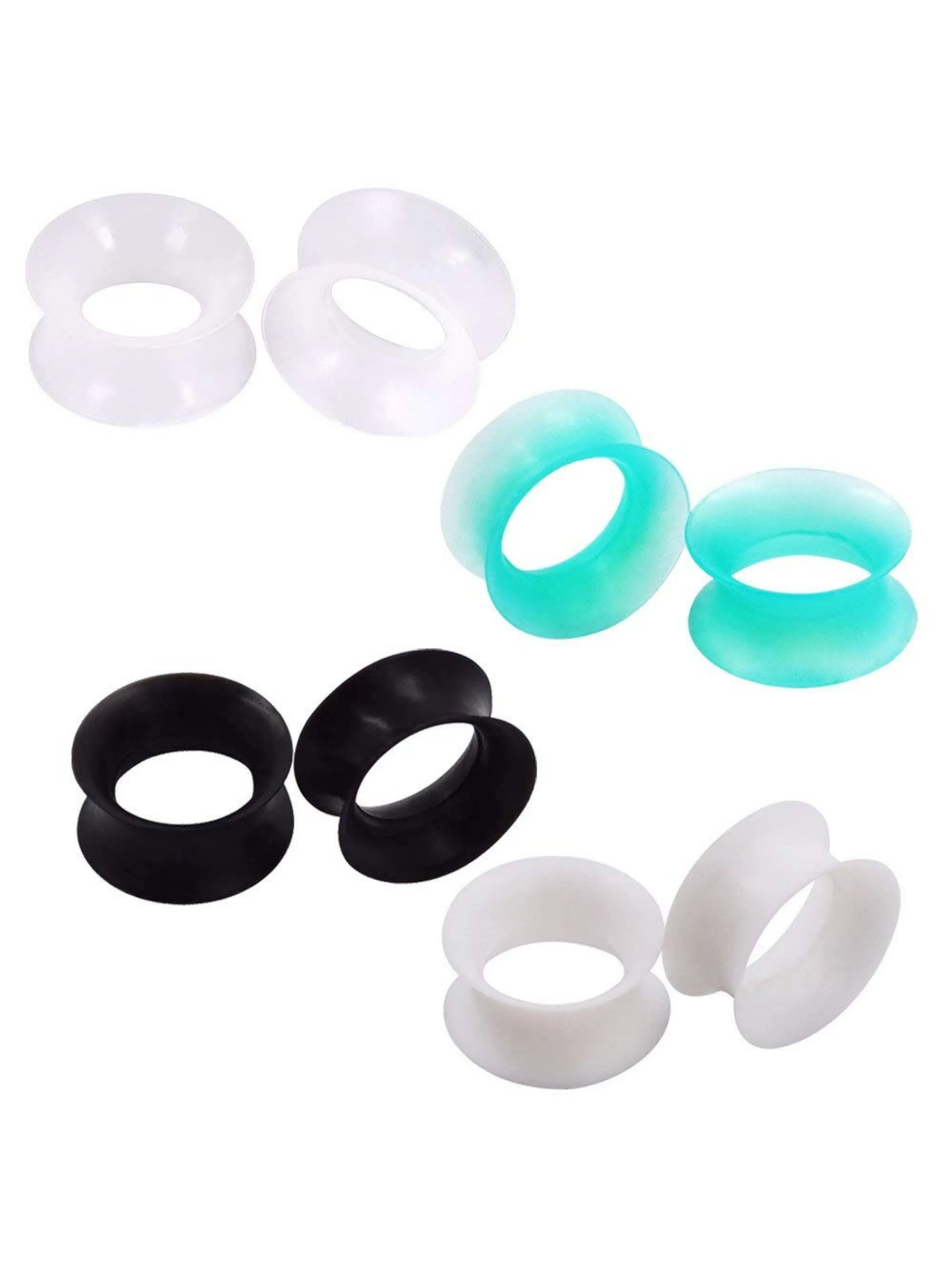 4Pairs Silicone Flexible Ear Skin Tunnels Plugs Expanders Gauges Hollow Body Piercing 6-20MM Earring Plug Earrings