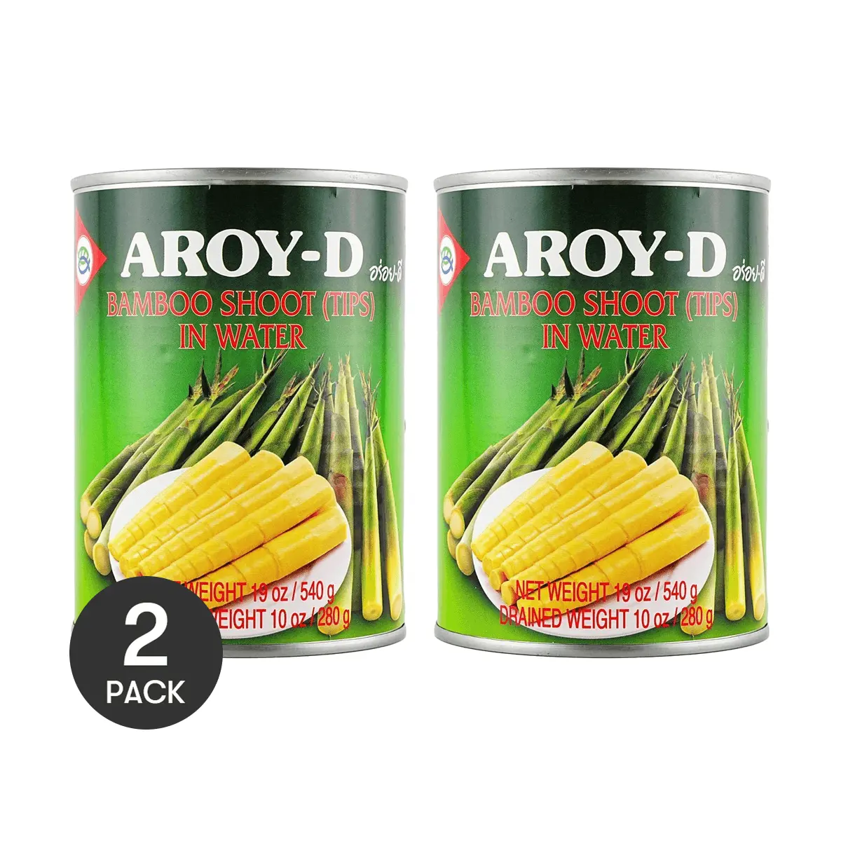 AROY-D Thai Bamboo Shoots Canned 540g - Perfect for Stir-Fry, Salads & Hot Pot | 2 Pack