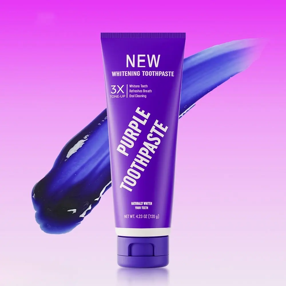 Purple Color Corrector Whitening Toothpaste 120g, Fluoride-Free, Deep Stain Remover Toothpaste, Plaque Remover for Teeth,freshens Breath nonfluoride