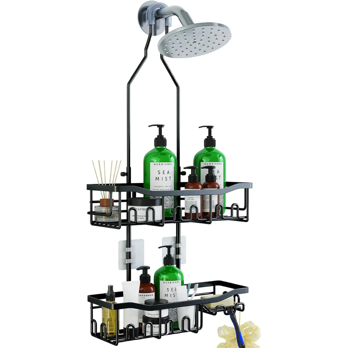 [New Deal] Upgraded Extended Length Shower Organizer with Hooks, Rustproof Shampoo Soap Holder, Large Hanging Bathroom Caddy