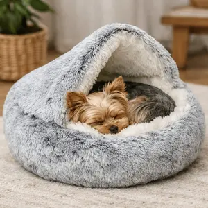 TurnSpin Burrow Bed – Covered Plush Bed for Cats & Small Dogs
