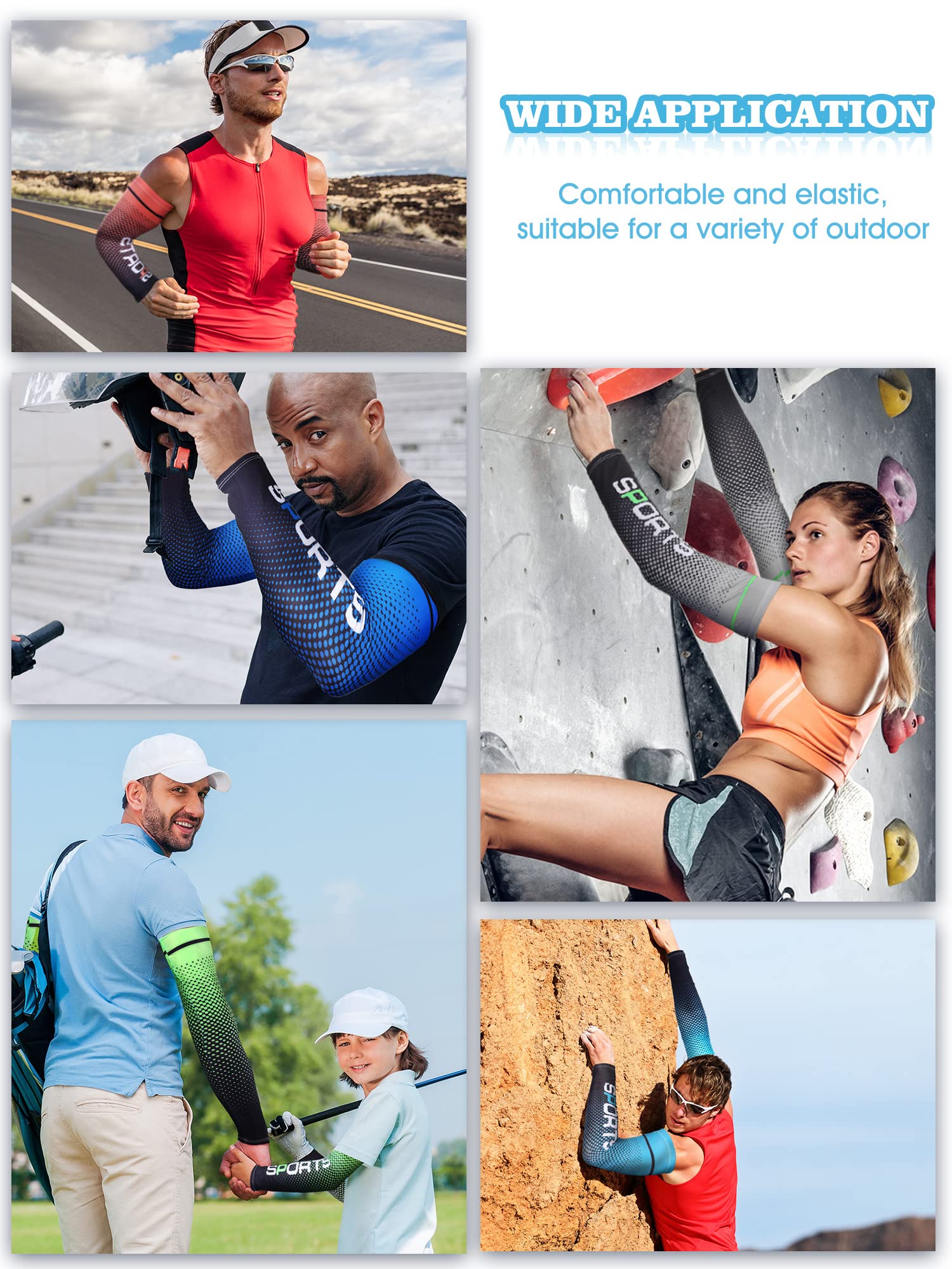 5 Pairs UV Protection Cooling Arm Sleeves for Men & Women UPF 50 Cooling Sports Sleeve Compression Sun Sleeves for Men Women Youth, Tattoo Cover Up