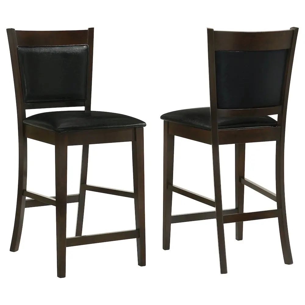 Jaden Upholstered Counter Height Dining Chairs - PU Leather, Glam Style, Espresso Finish (Set of 2) for Home Bar