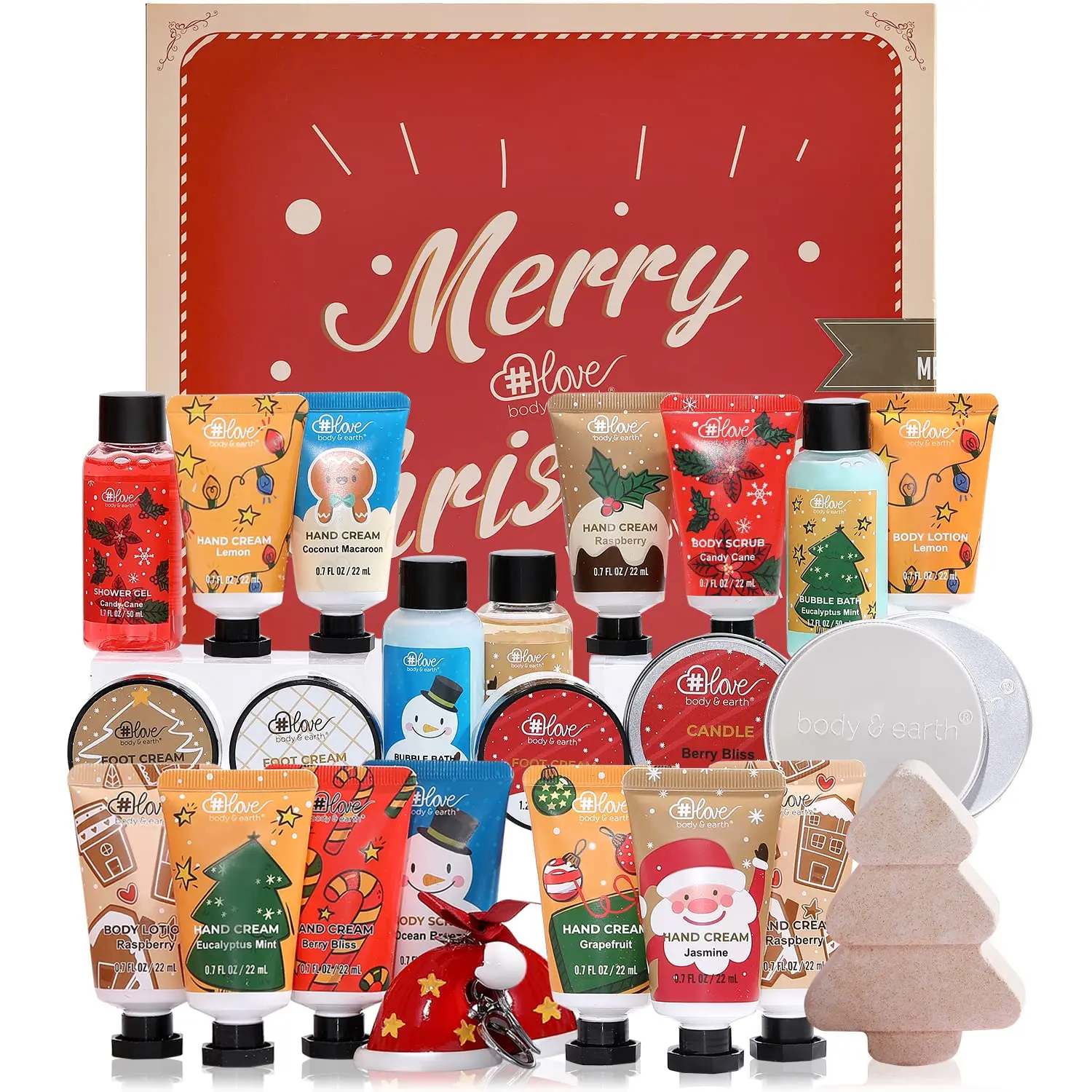 Limited Edition Christmas Advent Calendar – 24-Piece Spa Gift Set for Women, Featuring Hand & Foot Cream, Body Scrub, Bubble Bath, Shampoo, Candles, Keychain, Body Lotion, Shower Gel, and Bath Bomb