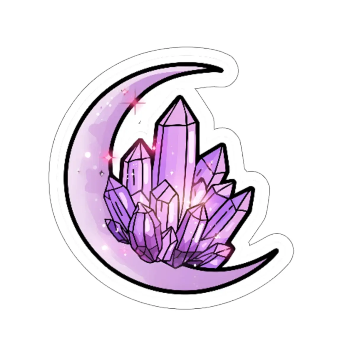 Lavender Haze Crystal Moon Die-Cut Sticker - Matte Finish Eco-Friendly Vinyl with UV Protection & Easy Peel Backing for Laptops & Journals