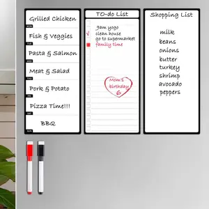 Magnetic Fridge Magnet with Marker, 3 Counts/set Magnetic To Do List Board, Weekly Planner Board, Magnetic Menu Board, Shopping List Board, Home Decor, House Accessories