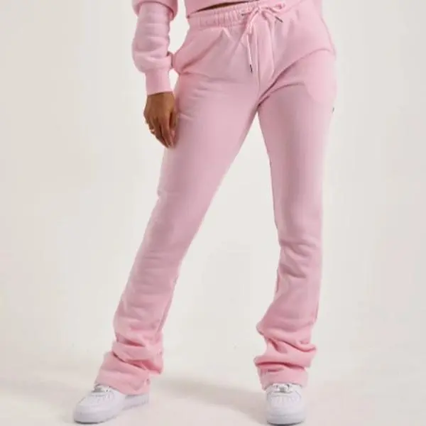 WOMENS FLEECE STACKED PANTS Womenswear Bottom Comfort Trouser Basic Minimalist