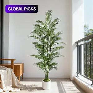 1 PCS 85-190CM Artificial Palm Tree branch with Plastic Pot and Faux Moss, Fake Palm Plant, Modern Minimalist Home Decoration House Plants Decor Artificial Trees Outdoor for indoor outdoor Living Room, Bedroom, Garden, store, party #GLOBAL PICKS