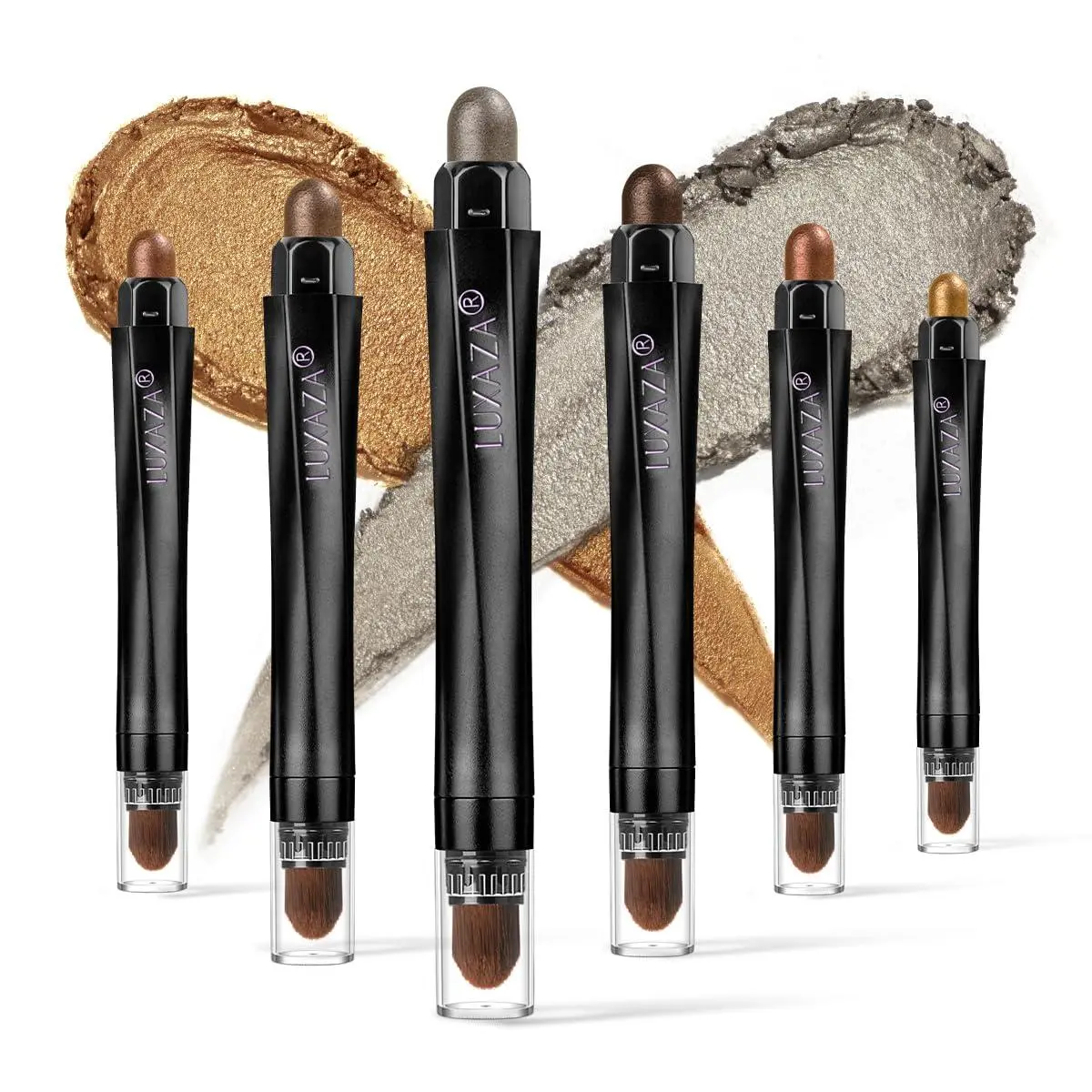 LUXAZA 6PCS Eyeshadow Stick Makeup Sets, Brown and Grey Eyeshadow Pen,Metallic And Matte Shimmer Eye Shadow Pencil Crayon, B08-Brown Sugar