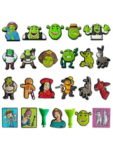 9/24PCS Green Monster Cartoon Shoe Accessories, Cute Decorative Footwear Accessories, Perfect Gift Options for Kids and Adults, Including Party Gifts with Shrek Character Mystical Surprises