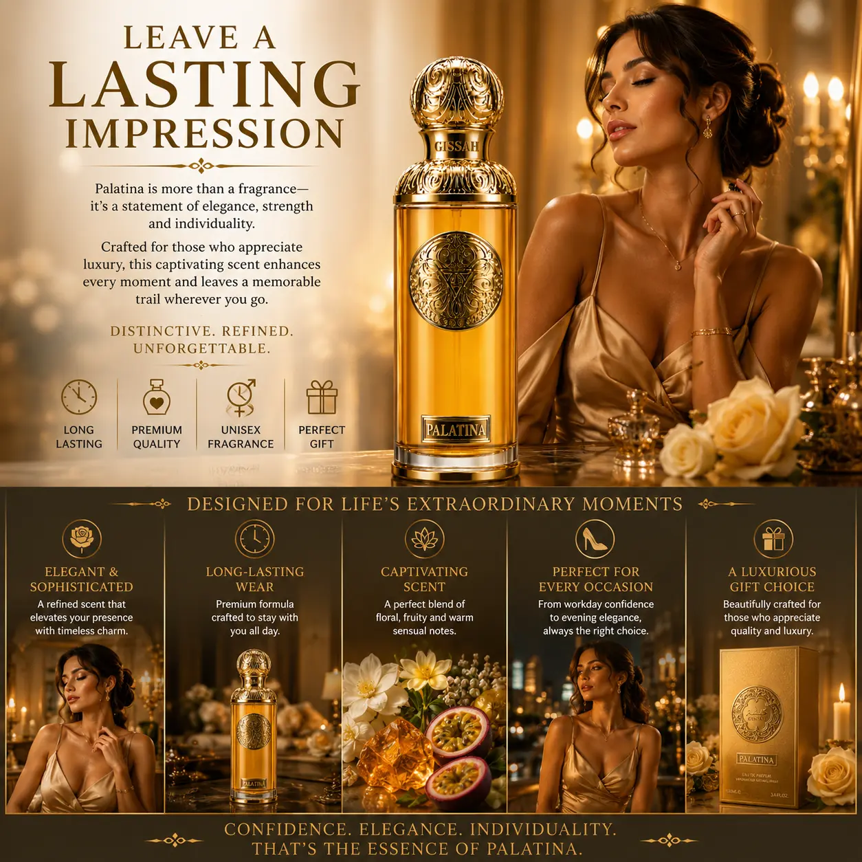 Gissah Palatina Eau de Parfum – Luxury Long Lasting Unisex Fragrance | Premium Arabian Perfume
