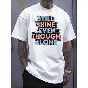 Men'S Pure- White T-shirt |   Solo Shine Empowerment Tee with Crew Neck, Regular Fit, Short Sleeves, and Vintage Style, Plus Size
