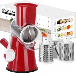 MIUVA Manual Rotary Cheese Grater - Stainless Steel Blade & BPA Free Plastic, 360 Degree Slicer for Cheese, Vegetables, Nuts, Easy Clean, Space Saving, Kitchen Essential Cookware Sets Tableware Sets Stock Up Value Pack Christmas Gift
