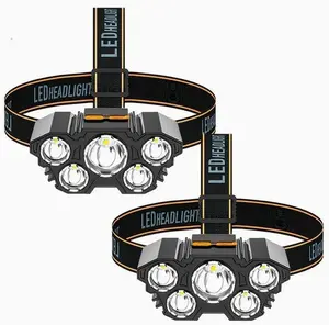 Rechargeable USB Headlamp 2 PCS,Waterproof High Lumen Ultra-Bright 4 Lighting Modes, Compatible with Hard Caps, Suitable for Work, Hunting, Camping, and Also Serves as a Flashlight.