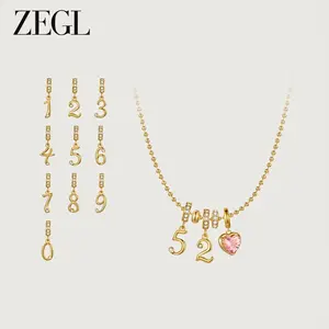 ZEGL 14K Gold-Plated DIY Numeric Pendant Necklace—hypoallergenic with a detachable design, perfect for layering with other necklaces or bracelets—a luxurious jewelry gift for female friends on Valentine’s Day, Christmas, or Mother’s Day.