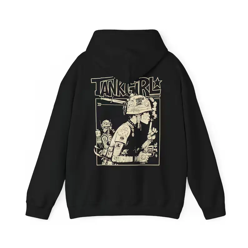 Women's Tank Girl Hoodie - Long Sleeve Comic Print Graphic Art Streetwear Top, Retro Sweatshirt