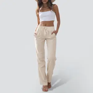 JEKAOYI Womens  Linen Blend Summer  Drawstring Loose Fit with Office  with Pockets  High Waist Design Casual Womenswear summerwins