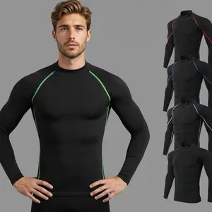 Men's 5-Pack Long Sleeve Compression Shirts - Mock Neck Athletic Base Layer - Moisture Wicking Tops for Workout Running Gym Training Hiking & Casual Wear