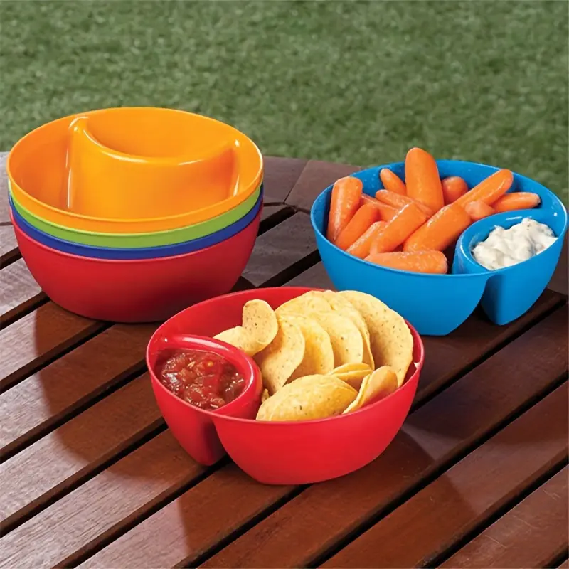 Unbreakable French Fries Bowls, Chip Bowl, Snack Bowl Divided Bowl Dipped in Sauce Bowl Seasoning Cup, French Fries Cups, Kitchen Tools
