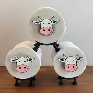 Cute Cow Design Toilet Paper Holder, 1 Count Animal Shaped Toilet Paper Holder, Humorous Toilet Paper Holder Standing Bathroom Paper Towel Holder, Toilet Paper Dispenser, Bathroom Accessories