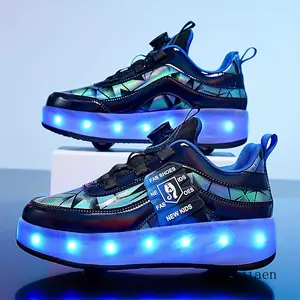 Unisex children's fashion LED light-up roller skates, with rotatable, comfortable and detachable wheels, suitable boys and girls outdoor use
