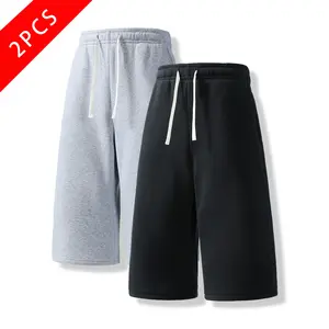 2-pack men’s summer casual athletic shorts, three-quarter length, loose straight fit, comfortable breathable fabric
