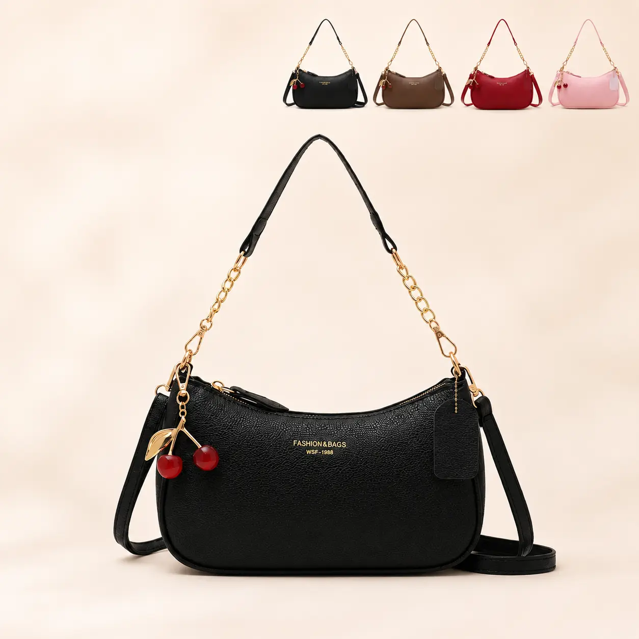 Women's PU Leather Crossbody Bags - Cozy Commuter Essential Small Purses, Chic Retro Colorblock Design, Embossed Grain Stitching, Chain Accent, Zippered Daily Carry for Casual Wear, Spring 2026 New Underarm Bag, Purses Crossbody Bag