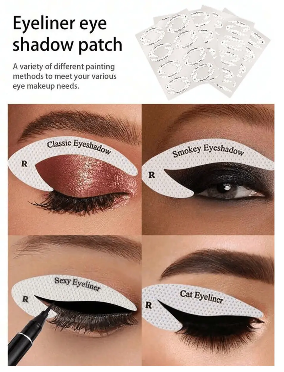 Quick Perfect Winged Eyeliner Patch Tools, Multi Design Eyeshadow Shaping Stickers for Party Makeup