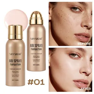 Sam Sugar Spray Foundation Liquid, Waterproof Skin-Friendly Long-Lasting Daily Natural Lightweight Breathable Flawless Coverage Matte Finish, Makeup Base
